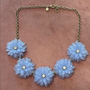 J. Crew Gold Chain Necklace with Blue Floral Accents